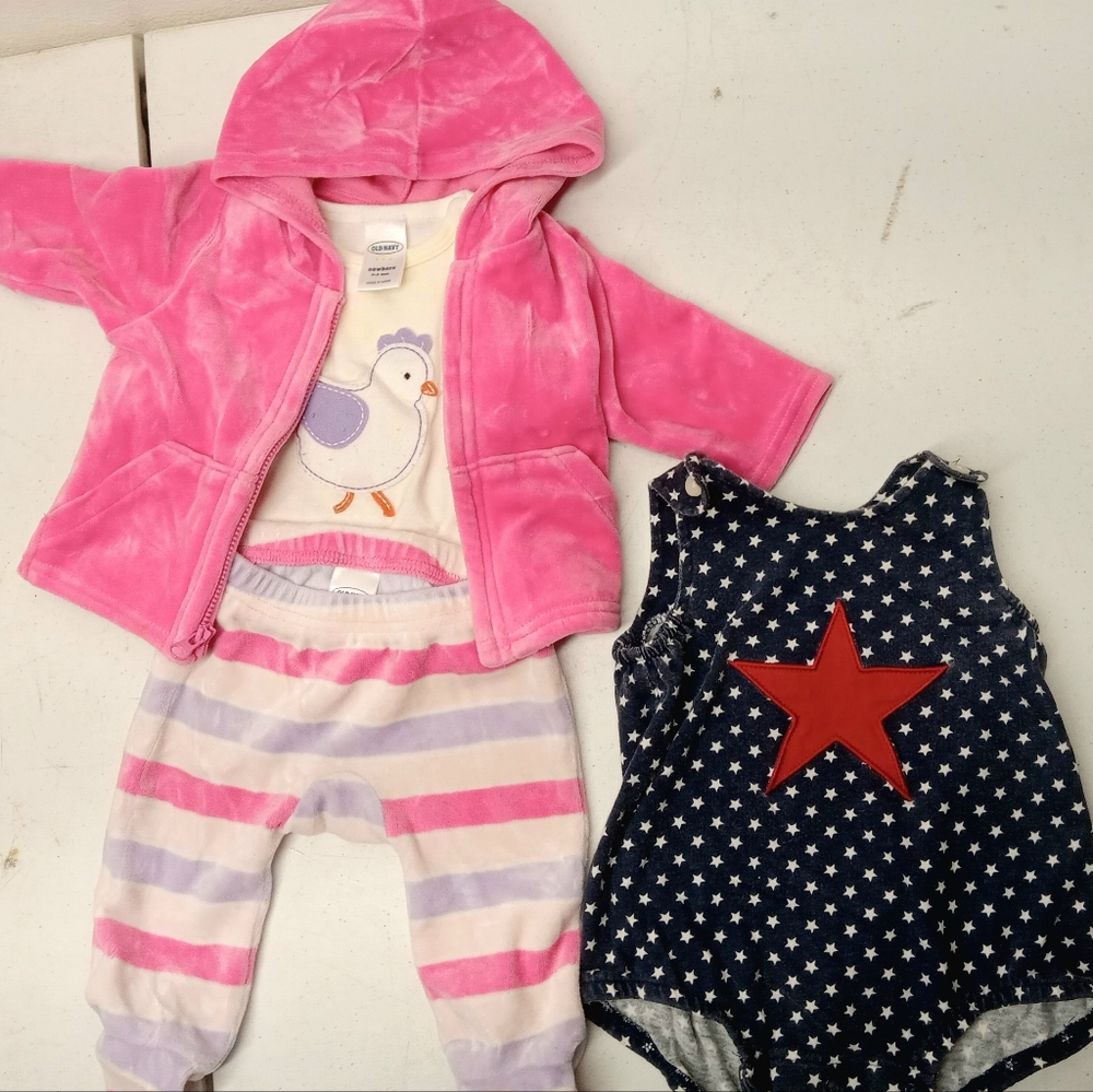bundle of 0-3 M  3 peice outfit & onsie